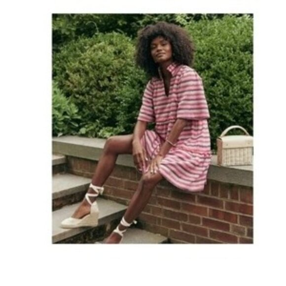 Tuckernuck Midi Zigzag Knit Stripe Crawford Dress Flutter Sleeves XXXL NWT - Picture 2 of 9